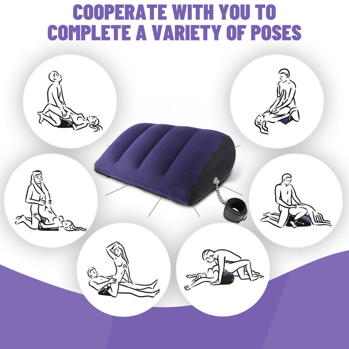 Inflatable Wedge Pillow for Couples – Foldable PVC Flocking Sex Cushion - 50 Shades of Toys
