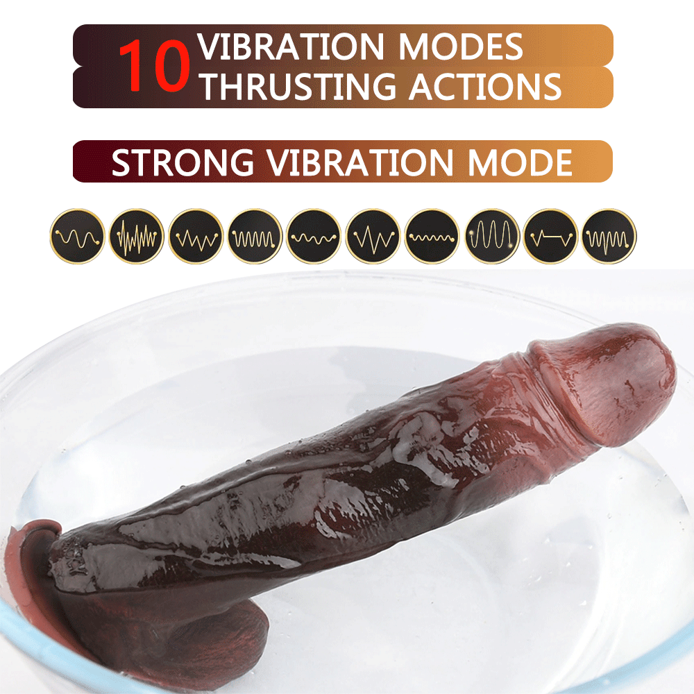 Remote Control Thrusting Dildo Vibrator – 10-Mode Vibrating and Stretching Realistic Silicone Penis Sex Toy for Women, Men, and Couples