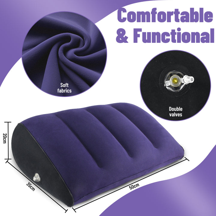 Inflatable Wedge Pillow for Couples – Foldable PVC Flocking Sex Cushion - 50 Shades of Toys