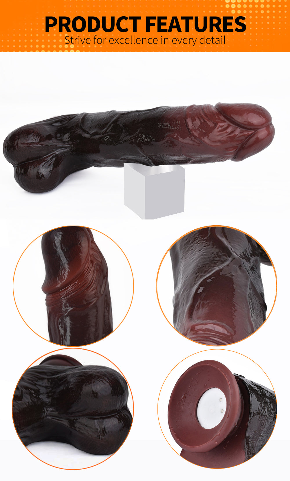 Remote Control Thrusting Dildo Vibrator – 10-Mode Vibrating and Stretching Realistic Silicone Penis Sex Toy for Women, Men, and Couples
