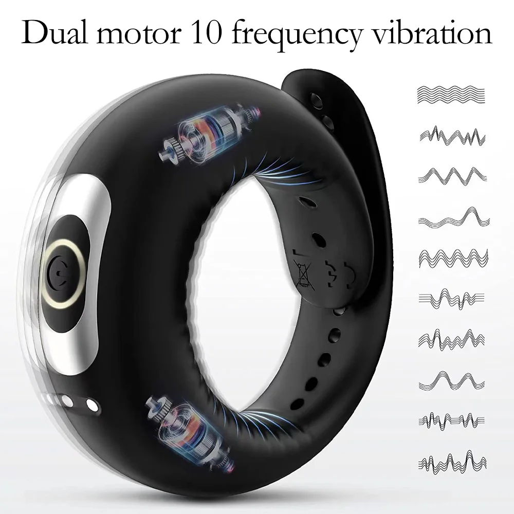 Adjustable Vibrating Penis Ring for Men – Rechargeable Silicone Cock Ring to Delay Ejaculation, Enhance Erection, and Boost Enlargement for Longer Performance