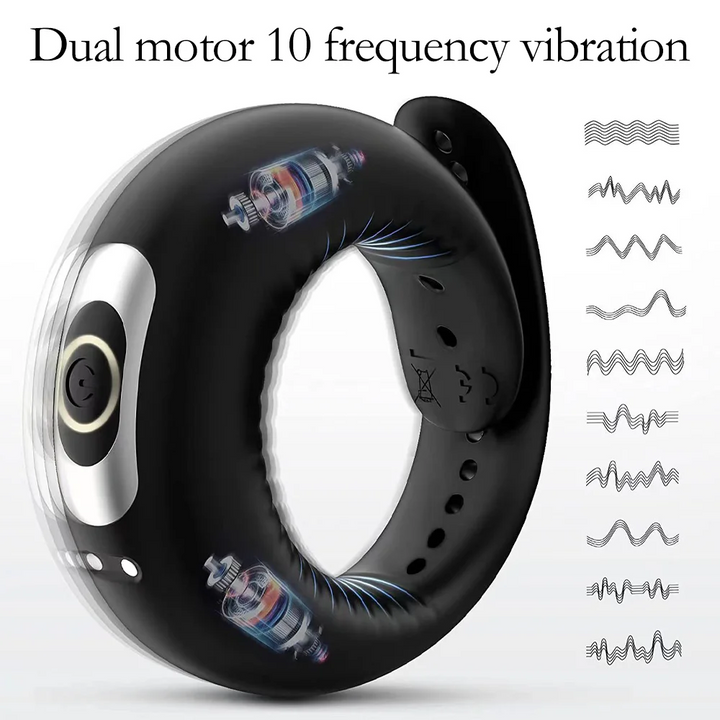 Adjustable Vibrating Penis Ring for Men – Rechargeable Silicone Cock Ring to Delay Ejaculation, Enhance Erection, and Boost Enlargement for Longer Performance