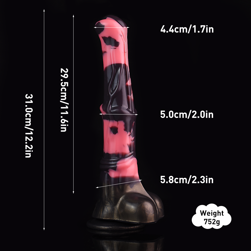 Long Realistic Silicone Horse Dildo with Knot – Large Animal-Inspired Fantasy Penis Sex Toy for Women, Men, and Couples