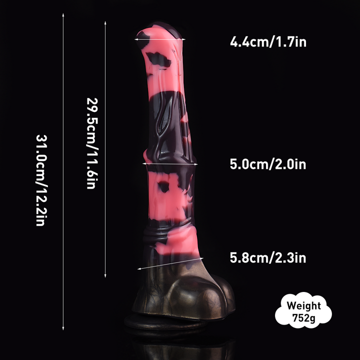 Long Realistic Silicone Horse Dildo with Knot – Large Animal-Inspired Fantasy Penis Sex Toy for Women, Men, and Couples