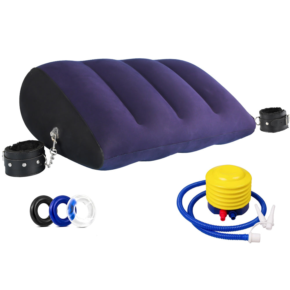 Inflatable Wedge Pillow for Couples – Foldable PVC Flocking Sex Cushion - 50 Shades of Toys