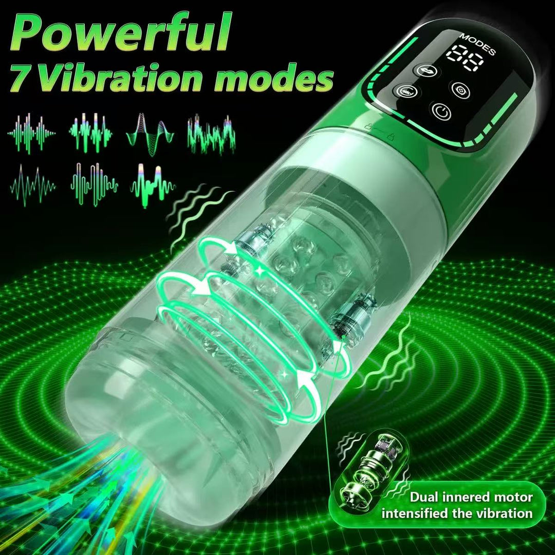 7-Mode Thrusting & Vibrating Male Masturbator with Visual Screen - 50 Shades of Toys