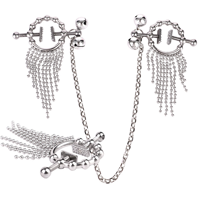 Stainless Steel Adjustable Breast straps with  clamps Nipple Clip Bondage Set for Women - 50 Shades of Toys