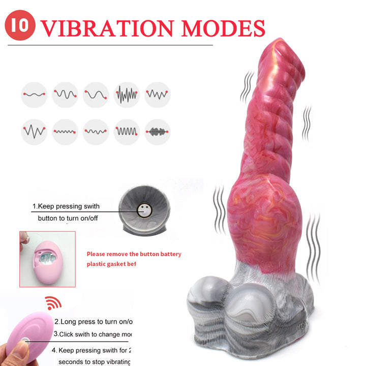 10-Mode  Fantasy Realistic Vibrating Squirt Dildo with Wireless Remote and Suction Cup - 50 Shades of Toys