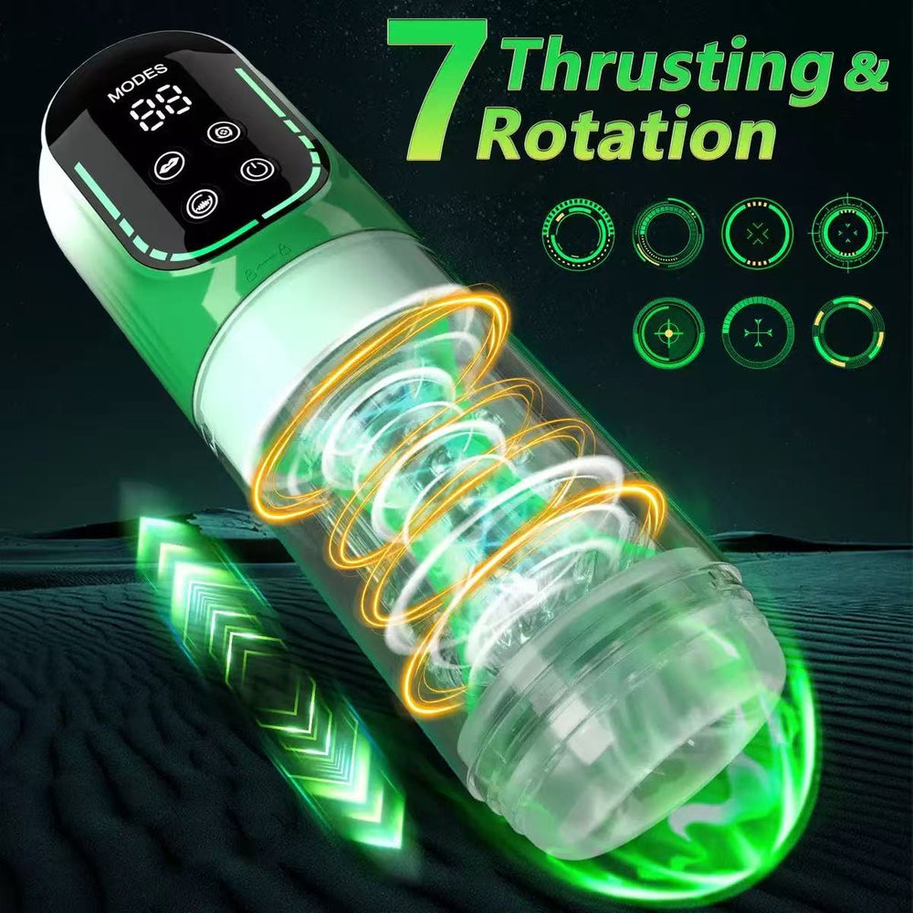 7-Mode Thrusting & Vibrating Male Masturbator with Visual Screen - 50 Shades of Toys