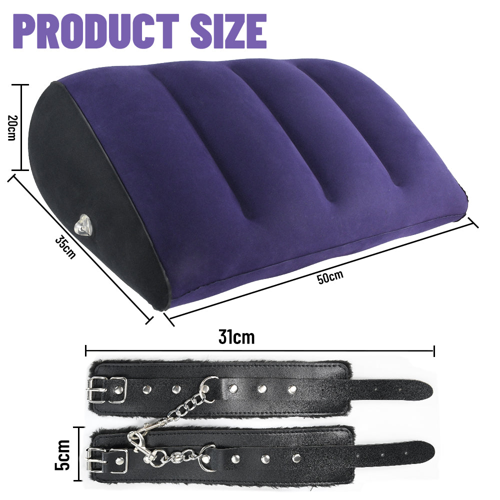 Inflatable Wedge Pillow for Couples – Foldable PVC Flocking Sex Cushion - 50 Shades of Toys