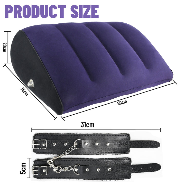 Inflatable Wedge Pillow for Couples – Foldable PVC Flocking Sex Cushion - 50 Shades of Toys