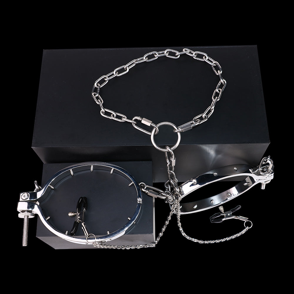 Stainless Steel Adjustable Breast straps with  clamps Nipple Clip Bondage Set for Women - 50 Shades of Toys