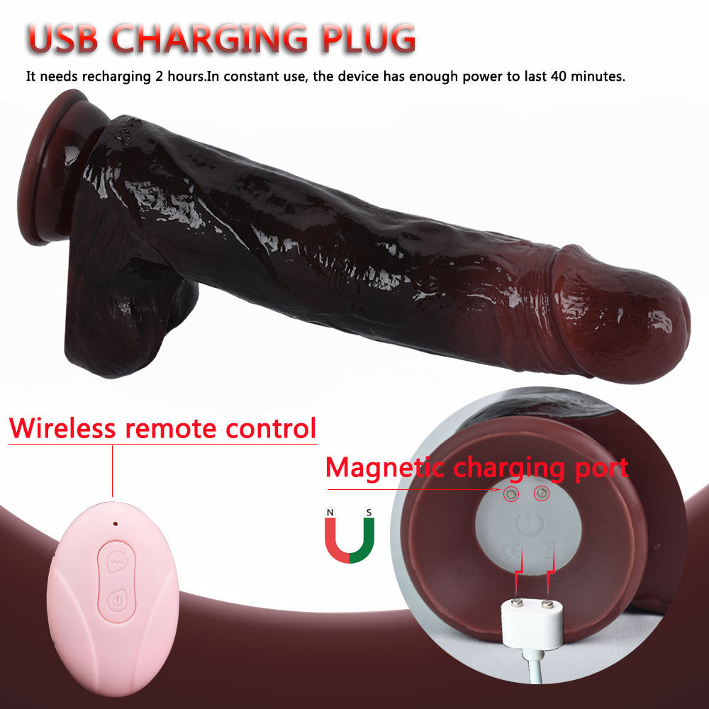 Remote Control Thrusting Dildo Vibrator – 10-Mode Vibrating and Stretching Realistic Silicone Penis Sex Toy for Women, Men, and Couples