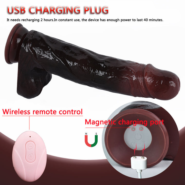 Remote Control Thrusting Dildo Vibrator – 10-Mode Vibrating and Stretching Realistic Silicone Penis Sex Toy for Women, Men, and Couples