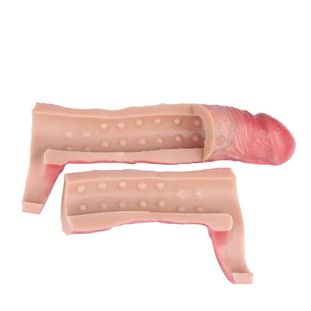 7.5 Inch Penis Sleeve Extender for Men – Penis Enlargement & Girth Enhancer Sex Toy with Built-in Vibrator, Realistic Texture, Couples Adult Intimate Pleasure Enhancer- ED Support