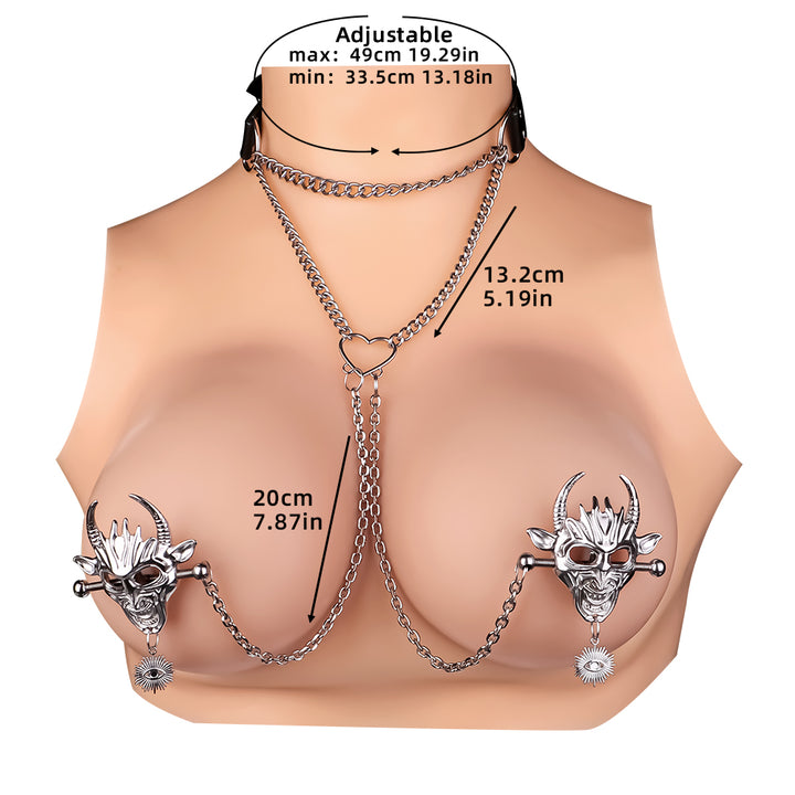 Adjustable Stainless Steel Breast Bondage Straps with Nipple Clamp Set – BDSM Restraint, Fetish Nipple Clips & Erotic Breast Harness for Women