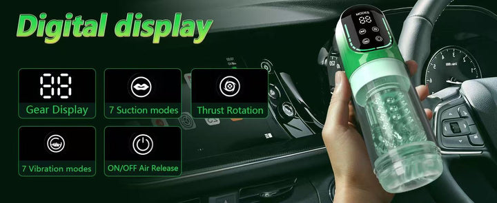 7-Mode Thrusting & Vibrating Male Masturbator with Visual Screen - 50 Shades of Toys