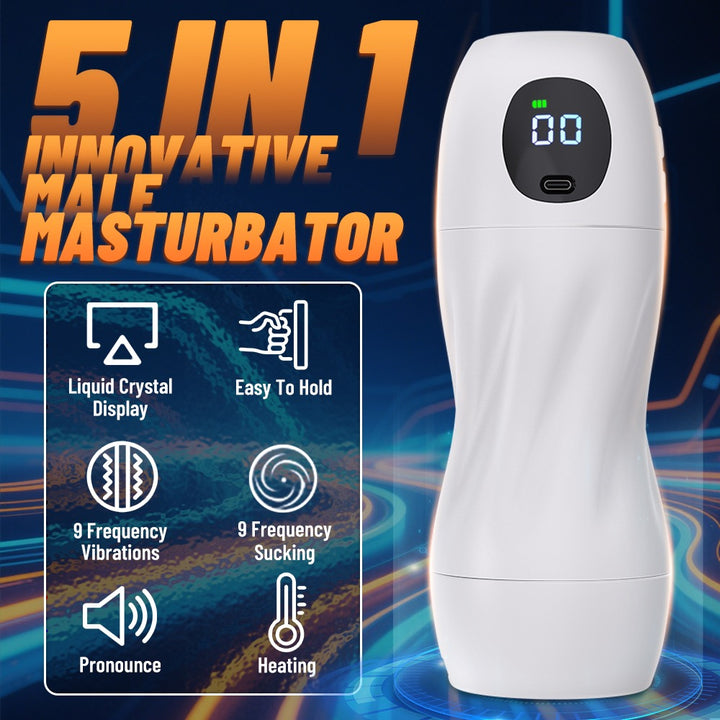LCD Aircraft Cup – 9 Vibration Modes, Heating & Sound - 50 Shades of Toys