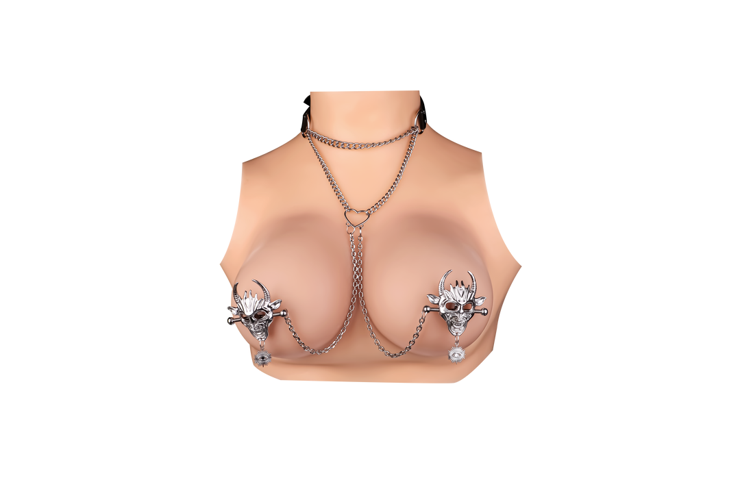 Adjustable Stainless Steel Breast Bondage Straps with Nipple Clamp Set – BDSM Restraint, Fetish Nipple Clips & Erotic Breast Harness for Women