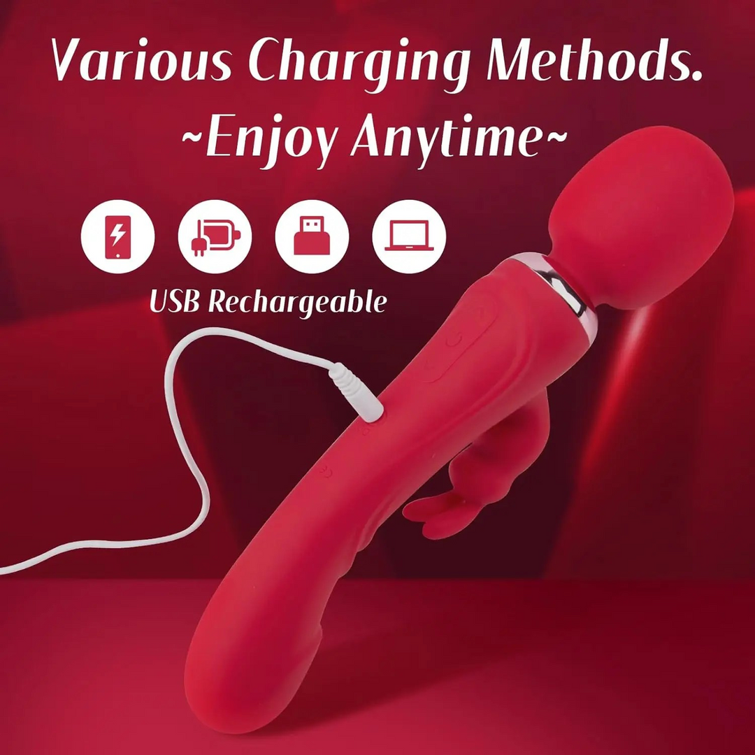 Triple-Head Rabbit Vibrator – 30-Speed Clit, G-Spot & Anal Massager