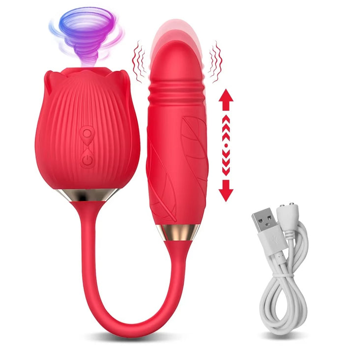 2-in-1 Licking Vibrator & Thrusting Dildo – Clitoral & Nipple Stimulator Massager for Women, Adult Pleasure Toy” - 50 Shades of Toys