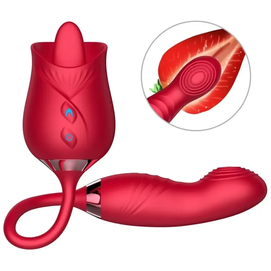 2-in-1 Licking Vibrator & Thrusting Dildo – Clitoral & Nipple Stimulator Massager for Women, Adult Pleasure Toy” - 50 Shades of Toys